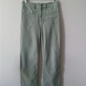 Faherty Wide Leg Pants Womens 27 Sea Spray Stretch Terry Patch Pocket High Waist